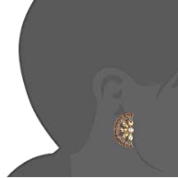 Betsey Johnson Lemon 🍋 Slice Rhinestone Button Earrings NWT - Picture 8 of 9